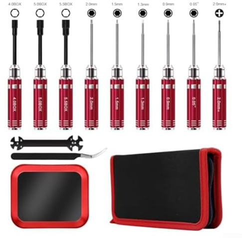 Kit de herramientas RC para coche, juego de destornilladores de 12 piezas con ranura para herramientas hexagonales Phillips para coches de control remoto, cuadricóptero, avión, barco Repa