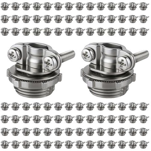 OHLECTRIC 1/2 Inch Clamp Type Cable Connectors (100-Pack) Heavy-Duty Zinc Alloy Wire Clamps for NM Cables, Wires, Metal Conduit, Electrical Boxes, Electrical Connectors for Junction Boxes, Panels
