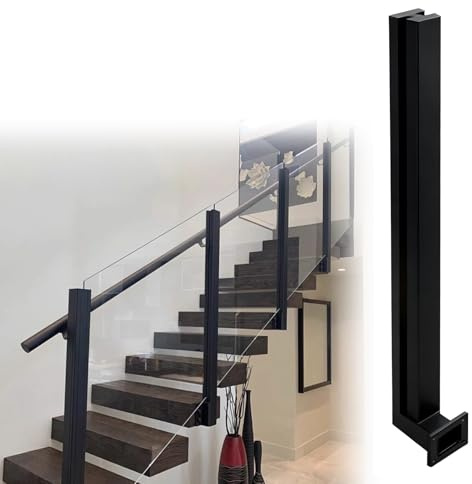 Staffa per ringhiera per scale, in acciaio inox, 60 cm, per terrazza interna, patio, piscina, ringhiera in vetro con viti, colore nero opaco
