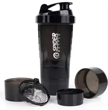 Premium 700ml Protein Shaker Bottle - Leak-Proof, BPA-Free Plastic with Mixing Ball, Ideal for Gym & Fitness, Black.