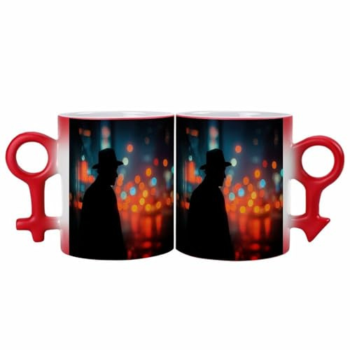 CMQHYF Coffee Mug,The Sunset Watcher Ceramic Magic Color Changing Mug Set for Couples, Dishwasher & Microwave Safe, Perfect for Hot/Cold Drinks, Gift for Him & Her