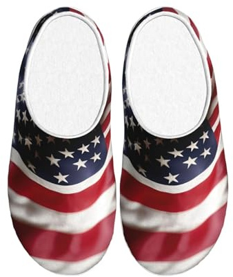 CADREWY Firefighter American Flag Print Breathable and Cozy Washable House Slippers Unisex TPR Sole Indoor Outdoor shoes