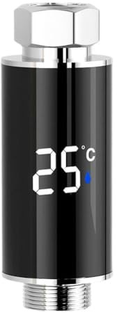 NINMORTH Thermomètre de douche numérique LED avec affichage de la température à code couleur (0C99), cuivre + ABS, utilisation salle de bain