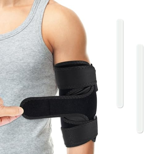 Aurvivia Elbow Brace with 2 Removable Splints,Adjustable Elbow Support,Elbow Splint for Men and Women,Ulnar Nerve Entrapment Splint for Fractures,Tennis Elbow,Tendonitis,Night Sleeping