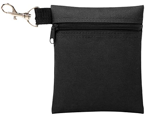 BuyAgain Golf Tee påse, 14 x 15 cm professionell dragkedja golftröja/bollpåse väska med metall hummerklämma