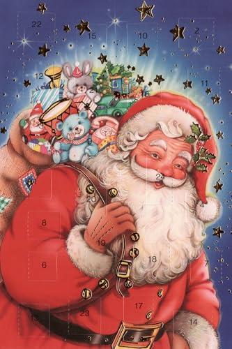 Adventskalenderkarten 5 Karten Nostalgie Grußkarten Goldprägung Kunstkarte Weihnachtskarte Adventskalender Frohe Weihnachten Weihnachtsmann Winter
