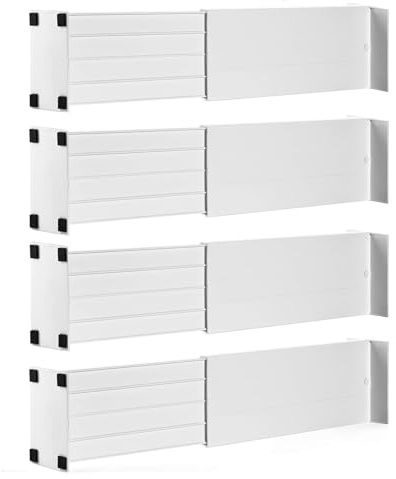 Dial Industries Adjustable Dresser Drawer Clothes Organizer Dividers, Set of 4, 4.5 Deep