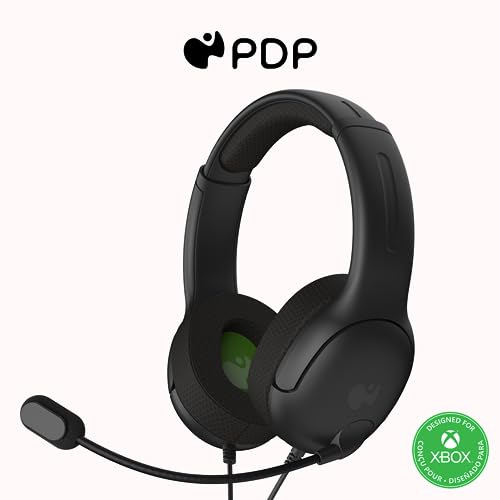 PDP Gaming LVL40 Stereo Kopfhörer mit Mic für Xbox One, Series X|S - PC, iPad, Mac, Laptop Compatible - Noise Cancelling Microphone, Lightweight, Soft Komfort On Ear Kopfhörer, 3.5 mm Jack - Schwarz