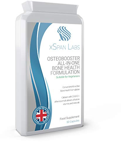 xSpan Labs OsteoBooster 90 Capsules - All-in-One Bone Support Formula | OsteoBooster 90 Capsules - All-in-One Bone Support Formula - Contains Calcium, Vitamins D3 & K2, Magnesium Plus a Host.