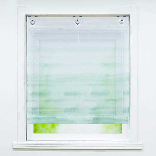 Joyswahl transparentes Ösenrollo mit Farbverlauf Druck »Alia« Raffrollo mit Hakenaufhängung, ohne Bohren Schals Fenster Gardine BxH 80x140cm Grün 1 Stück