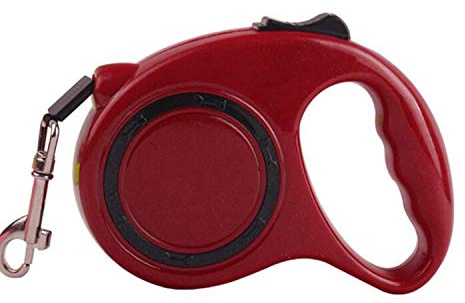 Juminox Hundeleine 3 m oder 5 Meter Gurt-Rollleine verstellbar einziehbar flexibel für kleine Hunde Welpen Katzen bis 12 oder 15 kg Ergonomische automatische Einhand Leine (5 m (bis 15 kg), Rot)