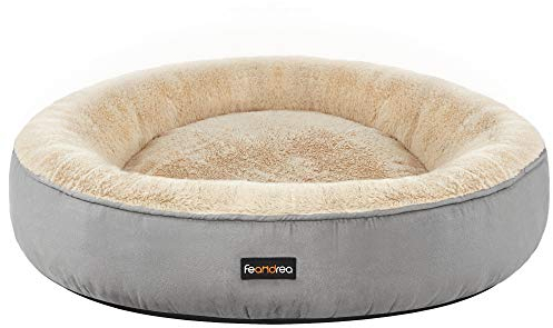 Feandrea Hundebett, Katzenbett, Donut, Ø 70 cm, hellgrau PGW070G01