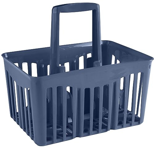 Flaschenträger Flaschenhalter Blau aus Kunststoff mit Tragegriff für 6 Flaschen á 1 bis 1,5 Liter Transportkorb Tragekorb Getränkeflaschen Kunststoffhalter Wasserflaschen Bierflaschen Milchflaschen