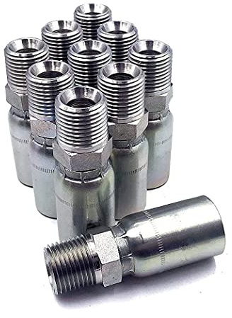 MP-06-06 - Tubo flessibile idraulico da 3/8 x 3/8 NPTF maschio, raccordo a crimpare per tubo idraulico, confezione da 10