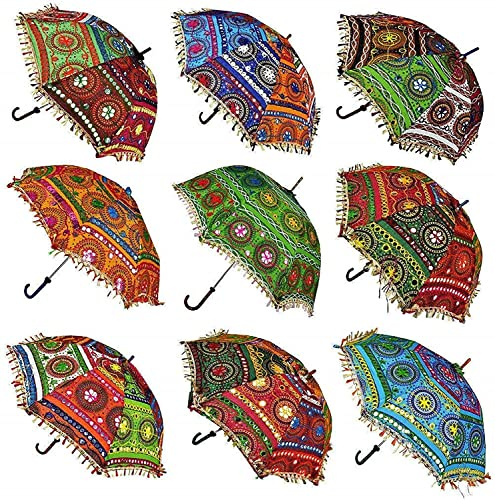 cotton Bohemian Handmade Design umbrella Multi Color Fashion Parasol (5 Pcs Lot) Indian Handmade Designer Cotton Umbrella By ARISE EXPORT