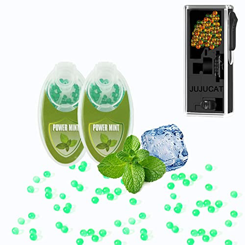 Zigaretten Kugeln Mit Geschmack， 400Premium Aroma Kapsel Set Menthol | DIY Click Filter Kugeln| 2er-Pack(200 Kapseln pro Flasche) + Kapselspender