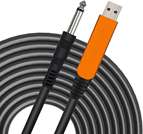XIMIZU USB-Kabel für Gitarre, Aufnahmekabel kompatibel mit PC, Mac, Xbox, PS4, PS3, PS2, USB-Schnittstelle, 6,35 mm, 1/4 Zoll, vergoldet, TS Mono USB-Stecker für Gitarre