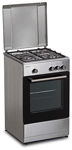 INFINITON Cocina de gas CC57TAC - Ancho 50cm, 3 Zonas, Inox, Quemadores con seguridad FFSD, compatible gas Natural y Butano