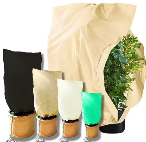 Pflanzenschutz winter Winterschutz für Kübelpflanzen frostschutz Groß wintervlies winterschutzvlies für pflanzen Pflanzenvlies vlieshauben Kübelpflanzensack garten Balkon palmen 280x300cm Beige