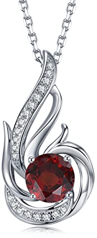 Leva Jewkis 925 Sterling Silber Januar Geburtsstein Erstellt Granat Halskette für Frauen Phoenix Halsketten Geburtstag Jubiläum Schmuck Geschenke für Frauen Mädchen, justierbare Kette