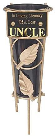 Grave Vases with Spike Grave Ornaments - Memorial Plaques/Black Vases Flower Holders with Personalised Quotes; Metal Spikes Grave Decorations in Loving Memory of your Loved Ones (Uncle)
