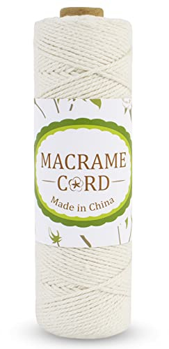 LEREATI Makramee Garn 1.5mm x 100m Baumwollkordel Geflochten Baumwollseil Baumwollgarn, Macrame Cord 1.5mm für Makramee Wandbehang, Hängepflanze, Hochzeitsbogen Deko, Vorhang, DIY Handwerk (Natürlich)