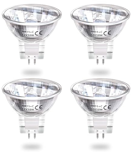 DoRight 10W GU4 Halogen Birnen, Mini Halogen Spotlight Glühbirnen Dimmbar 12V MR11 GU4 Bi-Pin-Sockel, Spot-Leuchtmittel Lampe, Warmweiß 2800K, 2-polige Reflektorlampen für Einbauleuchten 4 Stück