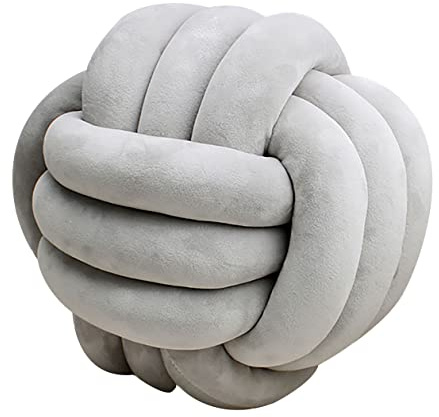GYCS Weiche Knoten Ball Kissen Knoten Kissen knotenkissen Bett Gefüllte Kissen Wohnkultur Kissen Ball Plüsch Bett deko Werfen gut gut abgedichtet-Padded,Grau,28cm