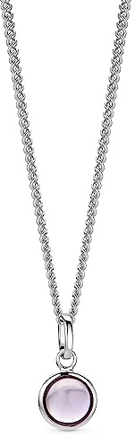 Orovi Schmuck Damen runde Amethyst Kette mit Kettenanhänger Edelstein/Geburtsstein natürlicher Amethyst in Lila Zeitlose klassische Silberkette Halskette aus 925 Sterling Silber, 46 cm lang