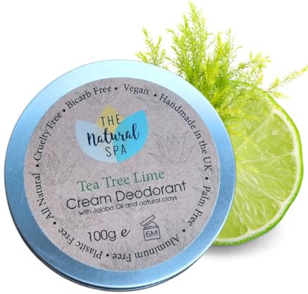 The Natural Spa Cream Deodorant Balm - Bicarb free gentle on all skin types, Aluminium free. Scented with essential oils and keeps you feeling and smelling fresh (Tea Tree Lime)