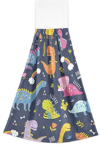 FRODOTGV Lot de 2 grands gants de toilette colorés pour enfants, motif dinosaures bleus