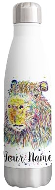 Capybara Personalised Custom Bottle with Your Text/Name Watercolour Animals Bottle Double Wall Insulated Stainless Steel Sport Drinks 500ml