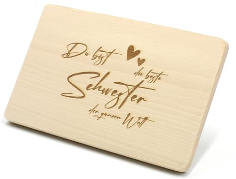 Breakfast Board for Sister for e.g. Birthday Chopping Board Wooden Bread Board (Beste Schwester)