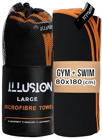 illusion Swimming Towels for Adults 80x180cm – Extra Large Microfibre Towel