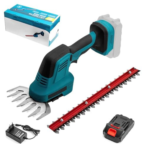 Heckenschere mit Akku/Heckenschere Easy-Shear, kabelloser Rasentrimmer mit Akku, Unkrautjätmaschine, zum Schneiden des Gartens (21 V, 5 Batterien, 1300 mAh, Box aus Karton) (1 Akku)