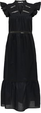 ONLY Onlsunny Capsl Frill Dress Wvn Noos Abito Elegante in vestibilità Regolare con Volant, Nero, L