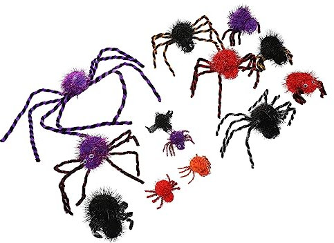 KOMBIUDA 13 Pezzi Decorazioni Halloween Ragni Finti Spettrali Ragni Pelosi Forniture Festa Halloween Giocattoli Scena Casa
