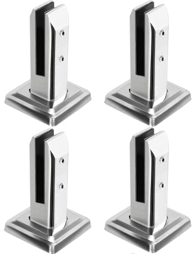 Stainless Steel Glass Clamp Adjustable Glass Bracket for 8mm-12mm | for 8mm-12mm Swimming Glasses Clamp for Railing Balcony Balustrade (4pcs)