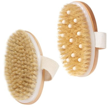 DONFAMDS 2pezzi Spazzola Massaggiante Per Doccia in Legno Naturale Per Pulizia Profonda Del Per Esfoliazione e Massaggi Adatta Per Quotidiano e Viaggio