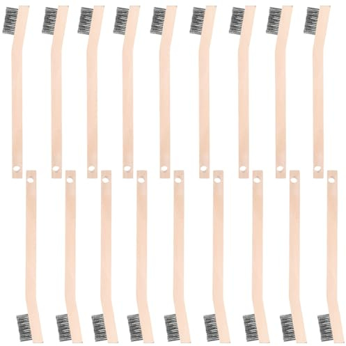 18 Pack 7.8 Inch Stainless Steel Wire Scratch Brush with Wood Handle Small Metal Brush Cleaning Brushes for Rust, Paint, Dirt Removal, Metal and Hard Surface Cleaning