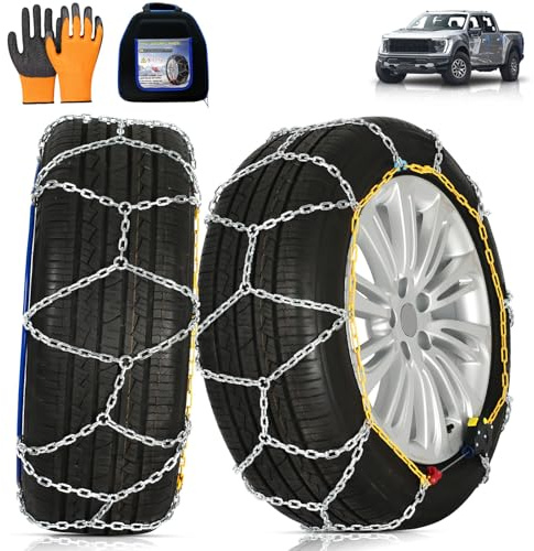 Schneeketten Auto-Fixierung 1‑Min Schnellmontage Leichte Installation Reifenketten, Tragbar Wiederverwendbar Universelle Notfall-Reifentraktionskette für PKW, Pickup-Trucks und SUV – 2er‑Set(HKN-90)