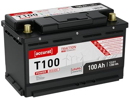 Accurat Traction T100 LiFePo4 Versorgungsbatterie, 150Ah, DIN, 12V, BMS | zyklenfest, flexibler Einbau, Deep Cycle Lithium Batterie für Camping, Wohnmobil, Wohnwagen, Boot, Marine, Solarbatterie