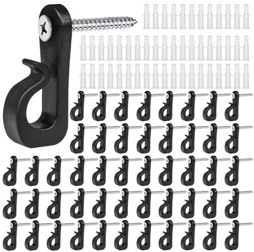 50Pack Q-Hanger Screw in Hooks Screw Hooks with Safety Buckle for Light Wire for Hanging String Lights Hanging Fairy Lights Plants, for Christmas, Festival,Patio, and Fence Decorations