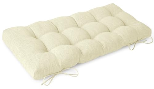 FlyGulls Bench Cushion for Indoor Furniture 42 x 16 inch Rectangle Bench Seat Cushion for Bay Window Entryway Piano Seat Thick Textured Chair Pads with Non-Slip Backing 1 Pack, Beige