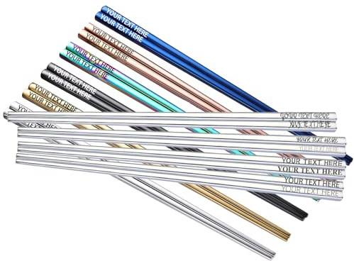 Uniqora Personalised Engraved Chopsticks |Custom Engraved Stainless Steel Chopsticks with Name Text Date,Customised Reusable Metal Chopstick for Housewarming Weddings Anniversaries Parties.
