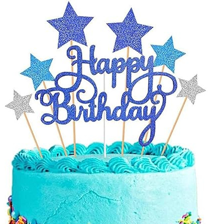 Cake decorations,Happy Birthday Cake Topper, Cake Topper, Birthday Decorations for Men, Stars Glitter Birthday Cake Decorations