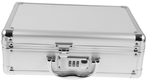 Tragbarer Werkzeugkasten mit Griff aus Aluminiumlegierung, Silber | Werkzeugkasten Leer, Aufbewahrungskoffer mit Passwortschloss, Stoßgeschützt und Outdoor Tauglich