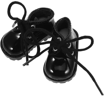 VICASKY Puppenschuhe Mädchen Miniatur Glänzende Lederschuhe 5,5x2,6cm Schwarz Baumwollpuppen Kostüm Dekoration Puppenhaus Zubehör