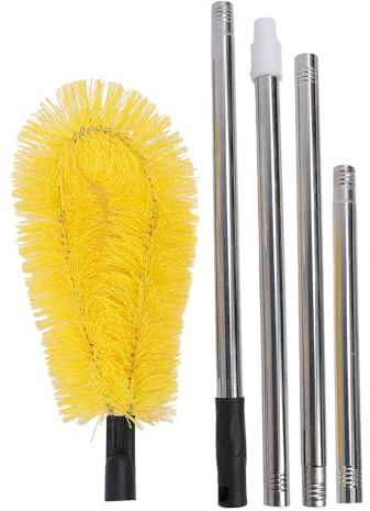 Gutter Cleaning Kit, Stainless Steel Telescopic Handle with Adjustable Nylon Brush, Effortlessly Removes Leaves and Debris from Under Brackets in Roof Downspouts Without Needing a
