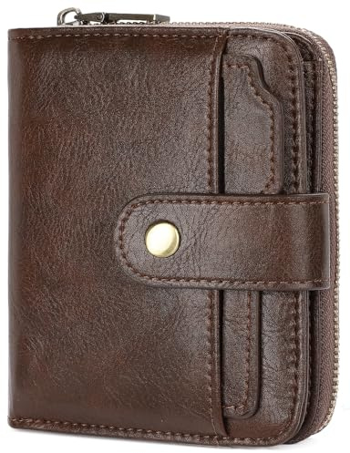GAEKEAO Portafoglio Uomo Piccolo, Portacarte in Pelle con RFID Blocking, Portamonete Uomo con ID Finestra Rimovibile e Ampia Tasca a Cerniera, Regalo per gli Uomini